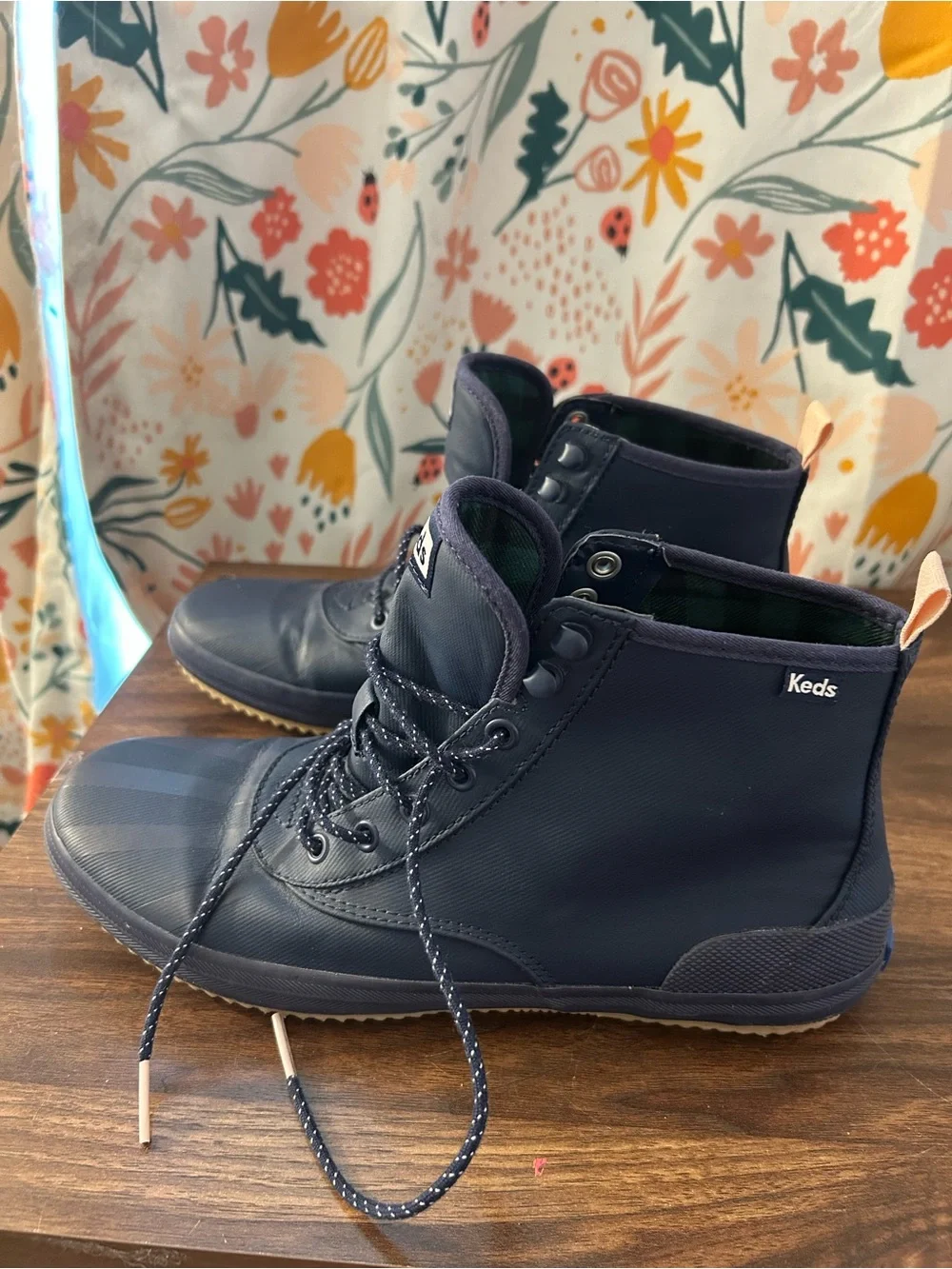 Keds Scout Splash Rain Boots Navy Pink Women’s US 9 Water Resistant Flannel